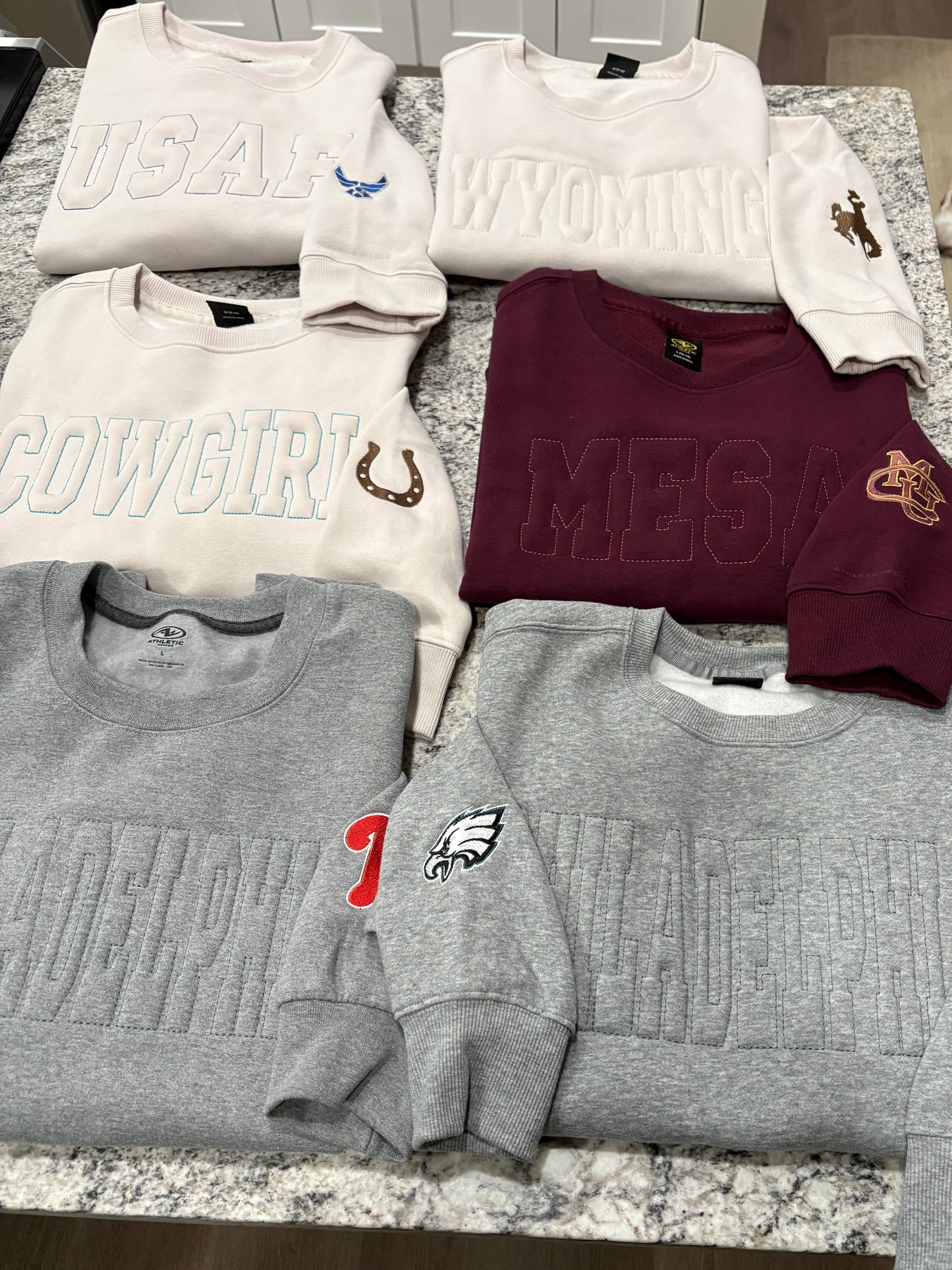 Custom Embossed Sweatshirt Personalized Raised Letter Design Embroidered Sleeve