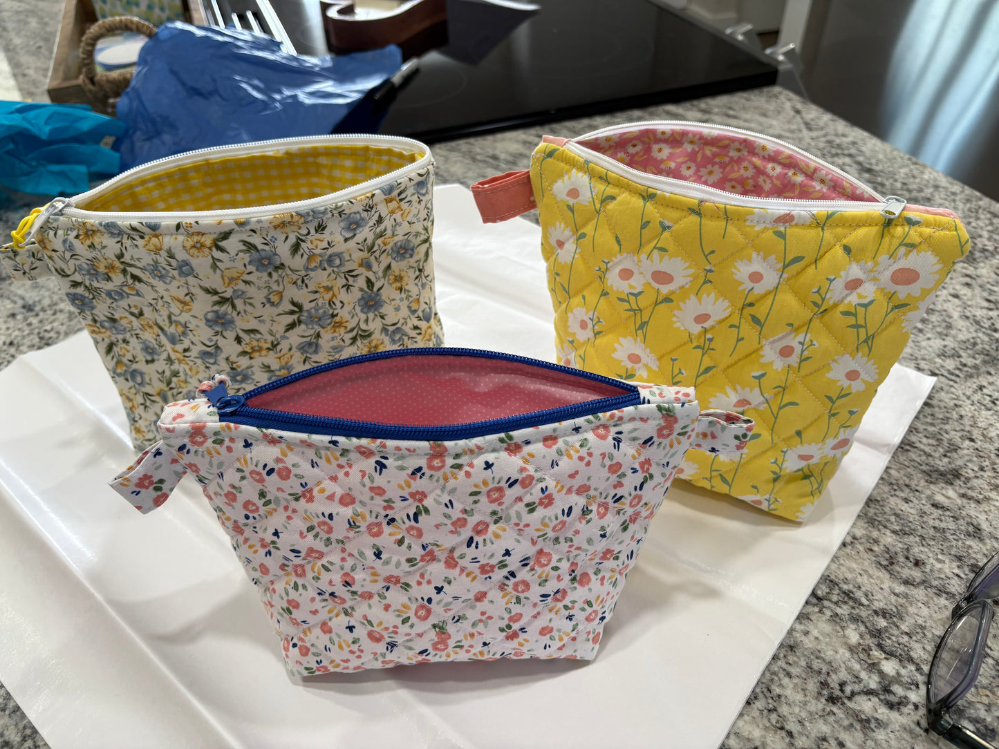 Quilted Personalized Cosmetic Bags