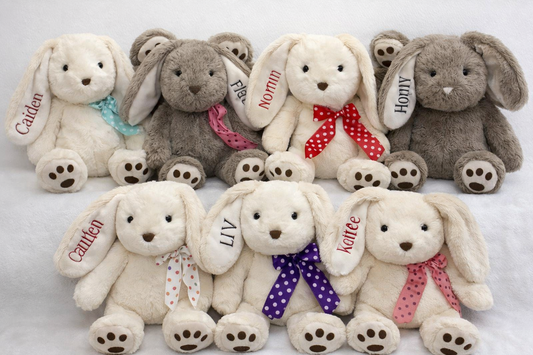 White and brown personalized Easter bunny color options