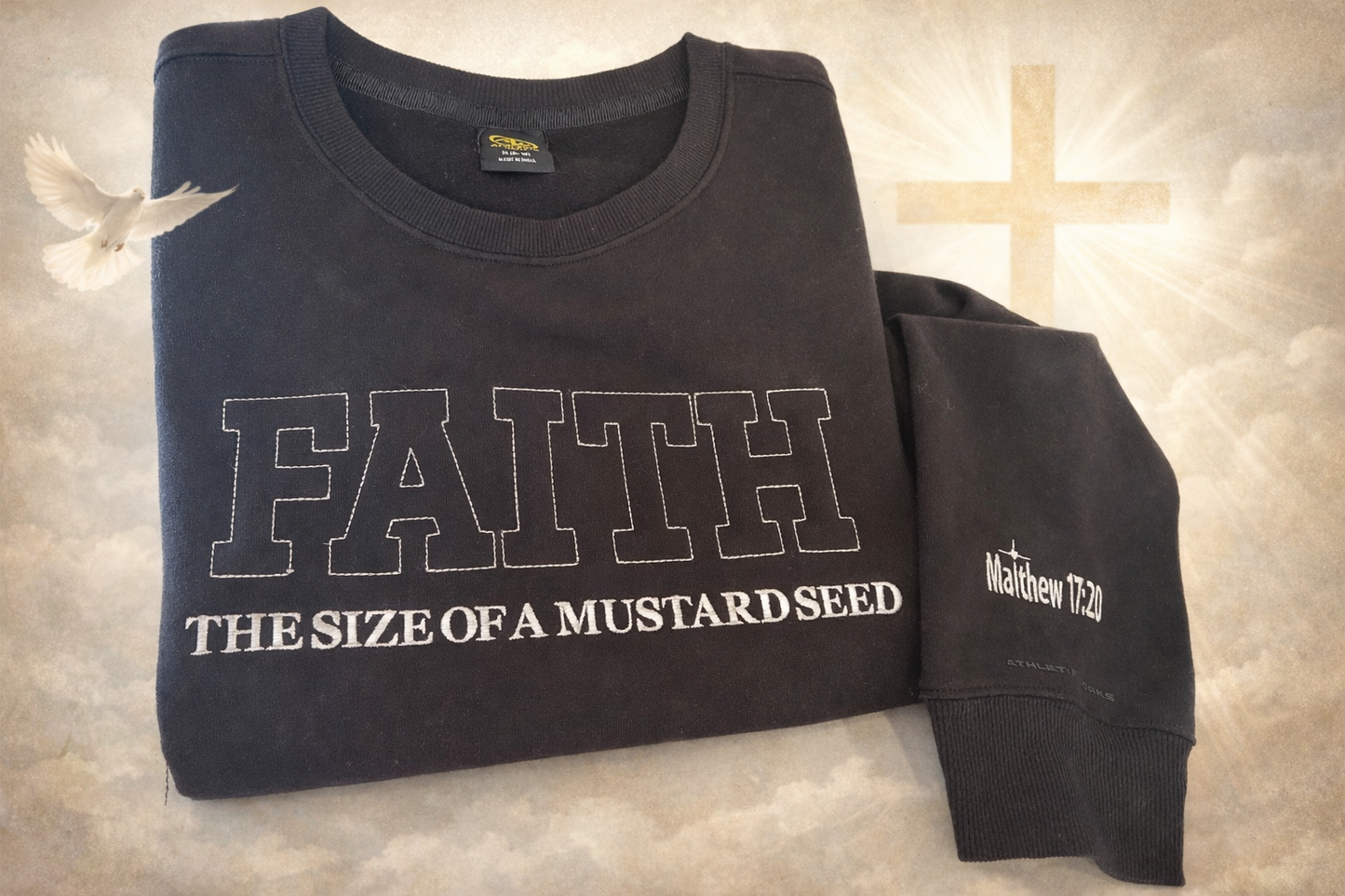 Whispered Faith Embroidered  Sweatshirt - Christian Scripture Crewneck, Comforting Faith Gift