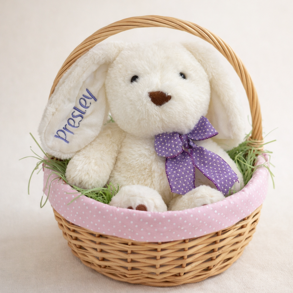 Little Blessings Personalized Bunny - Embroidered Keepsake, Baptism or Baby Shower Gift