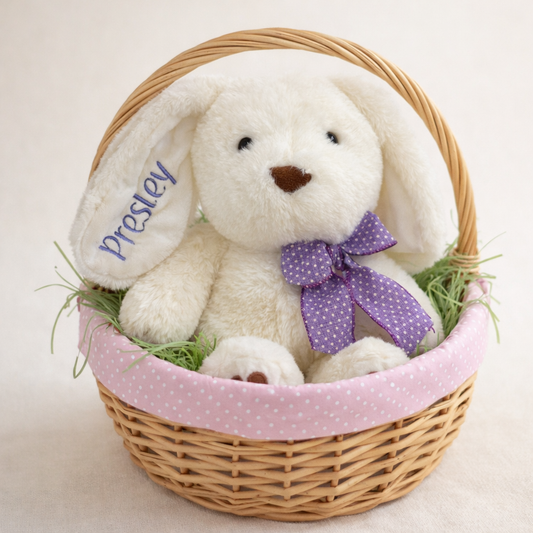 Little Blessings Personalized Bunny - Embroidered Keepsake, Baptism or Baby Shower Gift