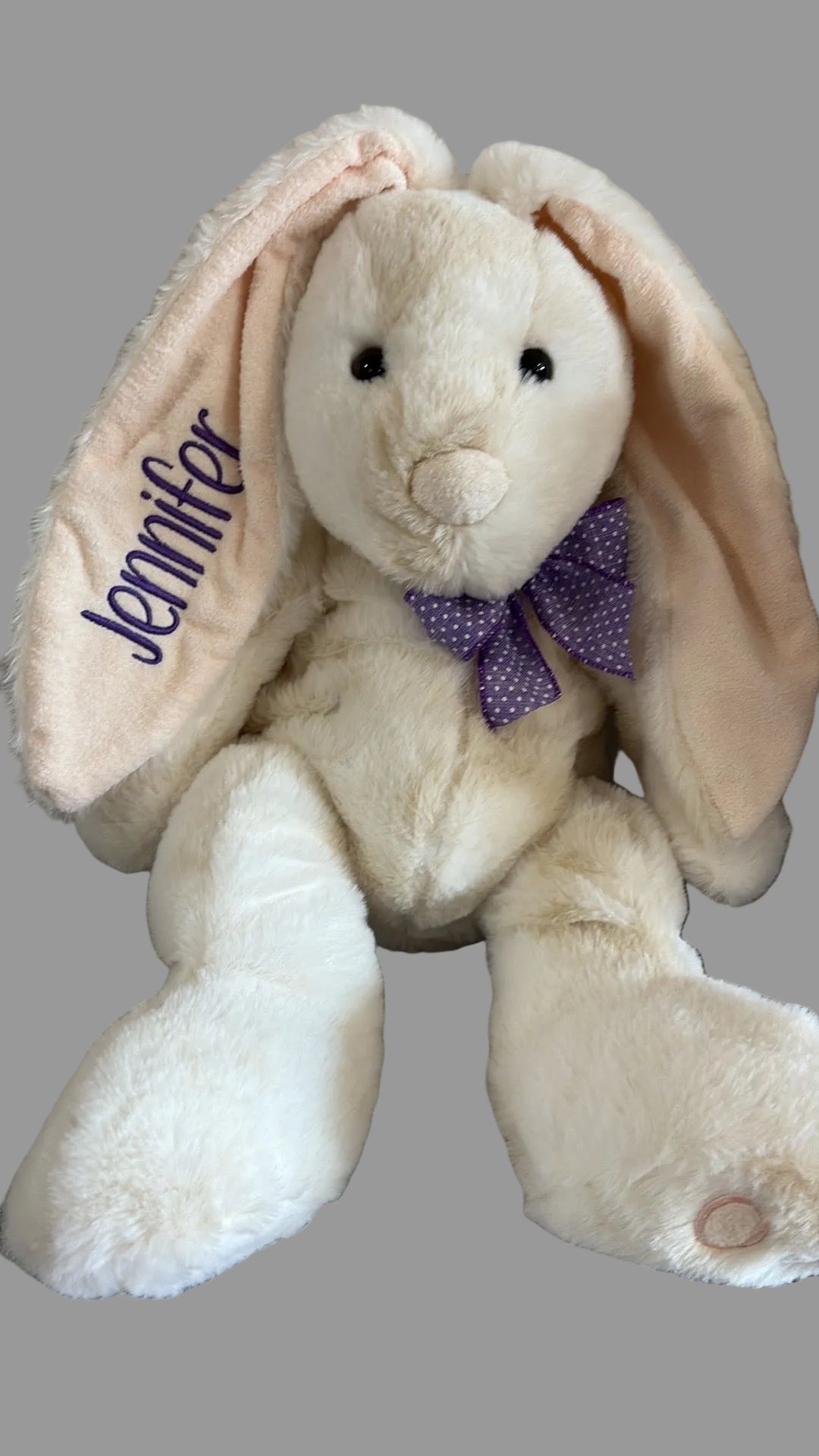Sweet Companion Personalized White Bunny-Embroidered Heirloom Plush Keepsake. Comfort Gift for Child