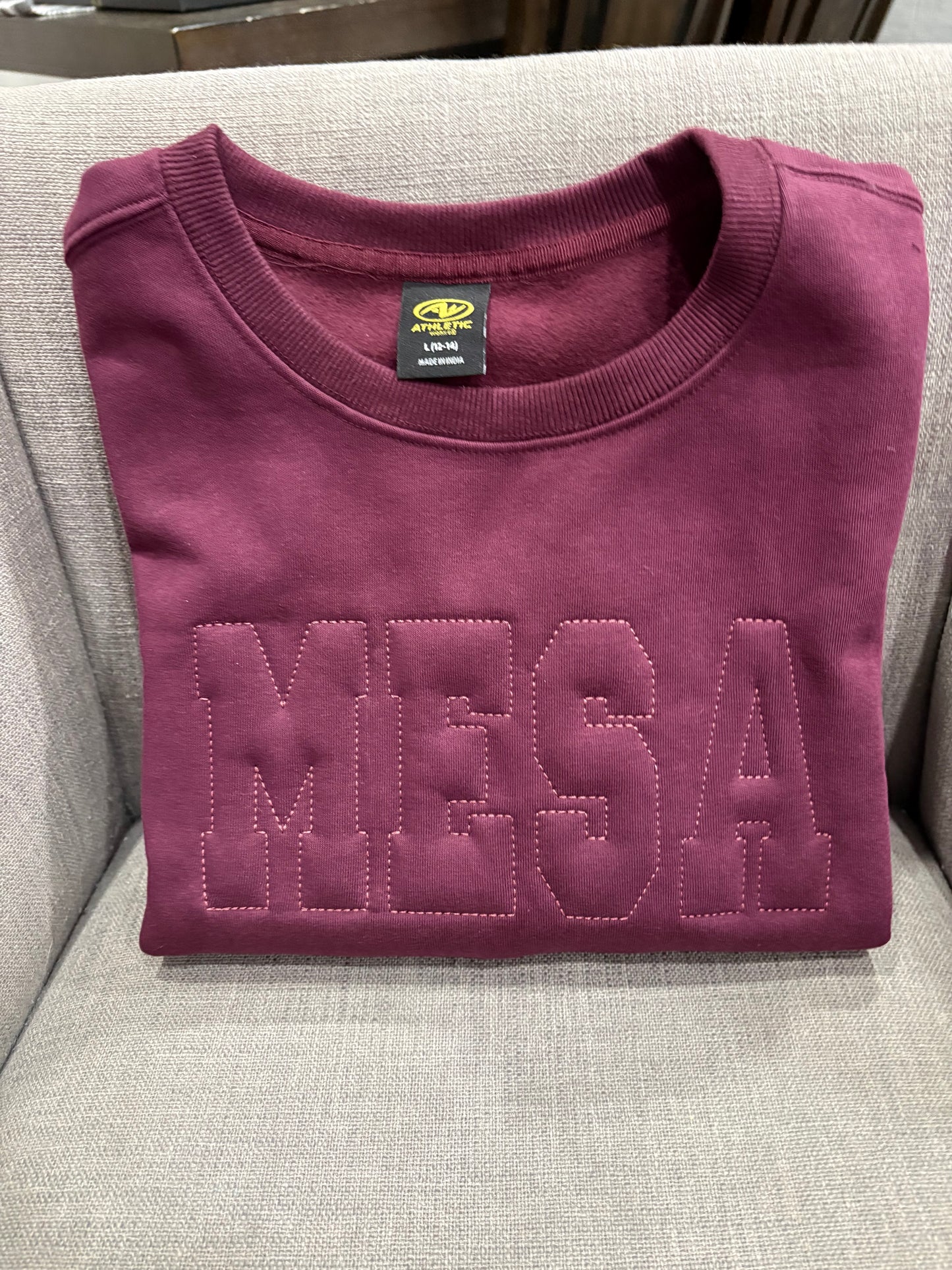 Custom Embossed Sweatshirt Personalized Raised Letter Design Embroidered Sleeve