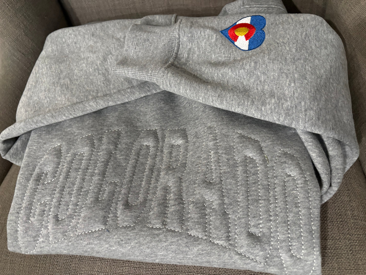 Custom Embossed Sweatshirt Personalized Raised Letter Design Embroidered Sleeve