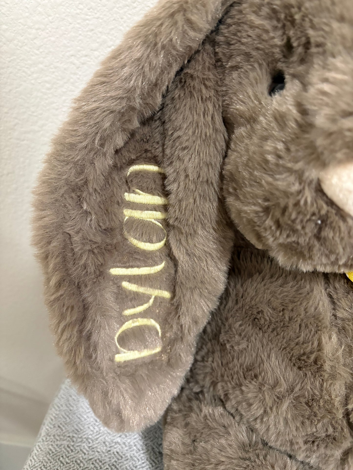 The Sweet Companion Personalized BrownBunny-Embroidered Heirloom Plush Keepsake. Comfort Gift for Child